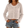 thumbnail image 3 of Asxite Women Summer Tops Long Sleeve Knit Crochet Cover Up Beach Swimsuit Bikini Solid Sheer Shirts, 3 of 7