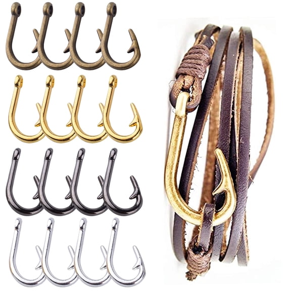 20pcs Fish Hook Charm Pendants Alloy Fishhooks Charms Fish Hook Bead Charm Craft Supplies for DIY Jewelry Necklace Earrings Bracelet Making Accessories