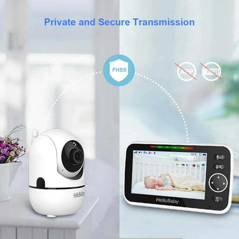 HelloBaby Baby Monitor-HB6550 5 Video Baby Monitor with Remote  Pan-Tilt-Zoom Camera, Night Vision, 2-Way Talk, Temperature Sensor