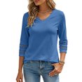 thumbnail image 6 of COMVALUE 3/4 Length Sleeve Womens Tops Dressy Casual Blouses for Women 2026 Trendy V Neck T Shirts Summer Clothes Blue for Size L, 6 of 8