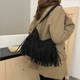 thumbnail image 1 of VeFlora Women's Western Fringe Crossbody Bag, Buckle Shoulder Purse, Adjustable Strap Hobo Bag for Casual Commuting & Daily Use(Black/One Size), 1 of 3