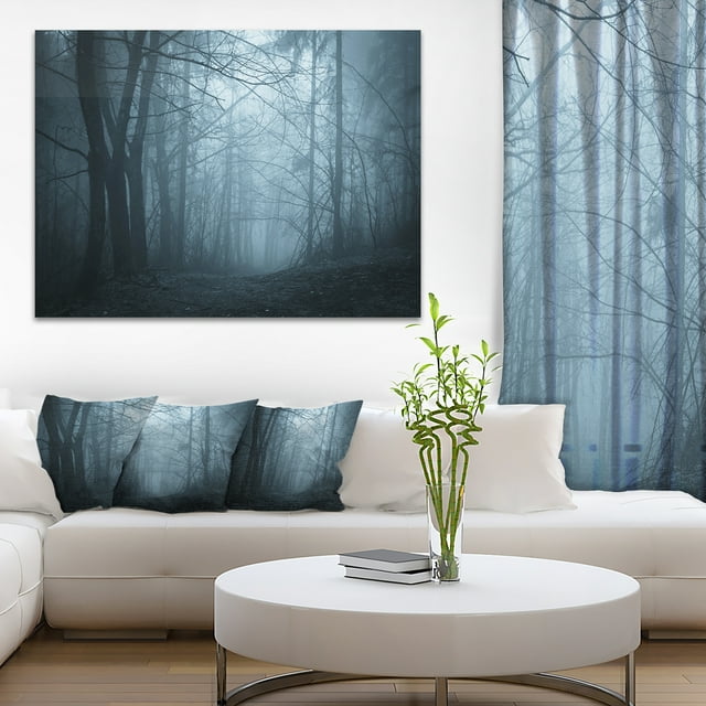 Darkness in Forest with Fog - Landscape Photo Canvas Art Print