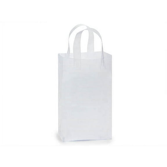 Pack Of 25, Debbie Size 8 x 6 x 14" Solid Clear Frosted Plastic Bags W/6 Mil Handle