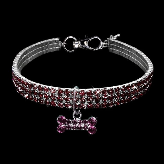 Fiudx Collar para Perro con Diseño de Diamantes de Imitación Brillantes, Elegante Collar para Mascotas, Accesorio para Fiestas de Fin de Semana, Moda Navideña, Cierre de Diamantes de Imitación Fácil