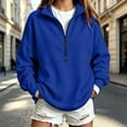 thumbnail image 4 of Horkkom Quarter Zip Sweatshirt for Women Solid Color Loose Pullover Long Sleeve Tops Casual Tunic Sweatshirt XXL, 4 of 5