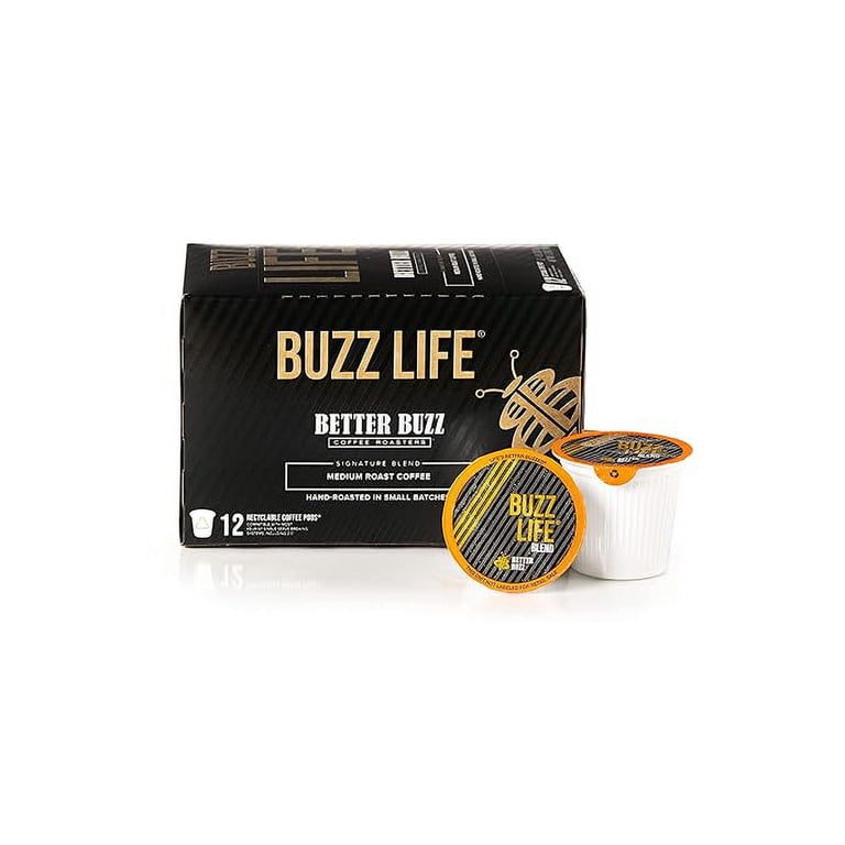 Better Buzz Best Drink Ever Vanilla Latte Single Serve Kit 24ct.,12 Medium Roast Coffee Pods (Buzz Life) & 12 (Vanilla Buzz) Coffee Creamer Powder Stick Packs, K-Cup Compatible
