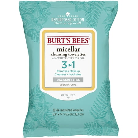 (2 pack) Burt's Bees Micellar Cleansing Towelettes, 30 (Best Natural Face Wipes)