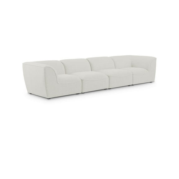 Meridian Furniture Miramar Cream Durable Linen Textured Modular Sofa