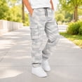 thumbnail image 2 of Rggeeun Boy Child Pants Cargo Pants Colorful Print Tapered Hem Ankle Length Multiple Pockets Relaxed Fit Drawstring Elastic Waist School Activities Basic Trousers,Gray,7-8 Years, 2 of 5