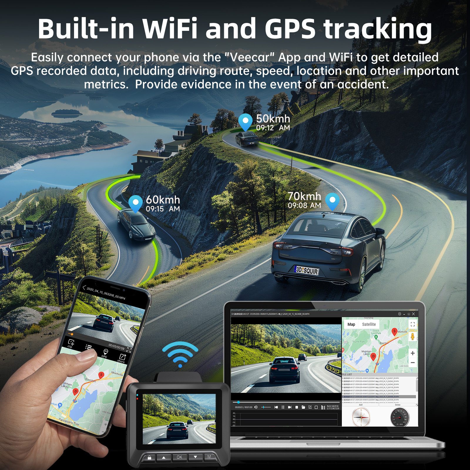 FFN 4K Dual Channel Dash Cam with GPS and WiFi photo 5