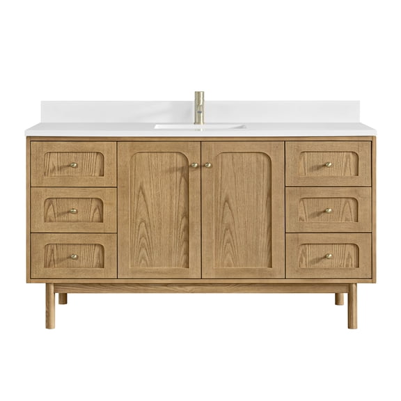 James Martin Vanities 545-V60s-1Wz Laurent 60" Single Basin Poplar Wood Vanity Set - Light