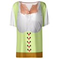 thumbnail image 5 of Womens Tops Casual V Neck T Shirt with Button Detail Festival Print for Everyday Wear Versatile Basic Tee Easy Care for All Seasons Blouses,Light Green,2XL, 5 of 5