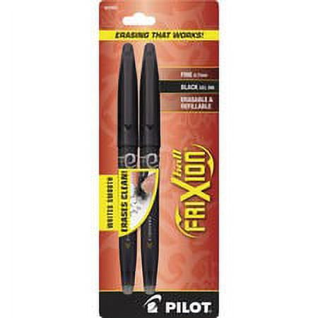 Pilot FriXion Ball Erasable Gel Pens - Fine Pen Point - 0.7 mm Pen Point Size - Black Gel-based Ink - Black Barrel - 2 / Pack | Bundle of 5
