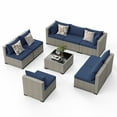 thumbnail image 6 of Amopatio 9 Pieces Patio Conversation Set, Outdoor Sectional PE Rattan Wicker Furniture Seat,NAVY, 6 of 9