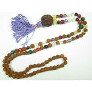 Mogul Meditation Tarini Jewels Nine Planets Navratna Chakra Japa Mala 108+1 Beads Necklace