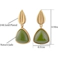 thumbnail image 5 of Gold Plated Natural Green Jade Earrings Elegant Triangle Birthstone Earrings with Gold Leaf Stud Earrings for Women Trendy Hypoallergenic Jade Jewelry for Gift, 5 of 6