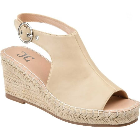 

Women s Journee Collection Crew Espadrille Wedge Sandal Nude Faux Leather 6.5 M