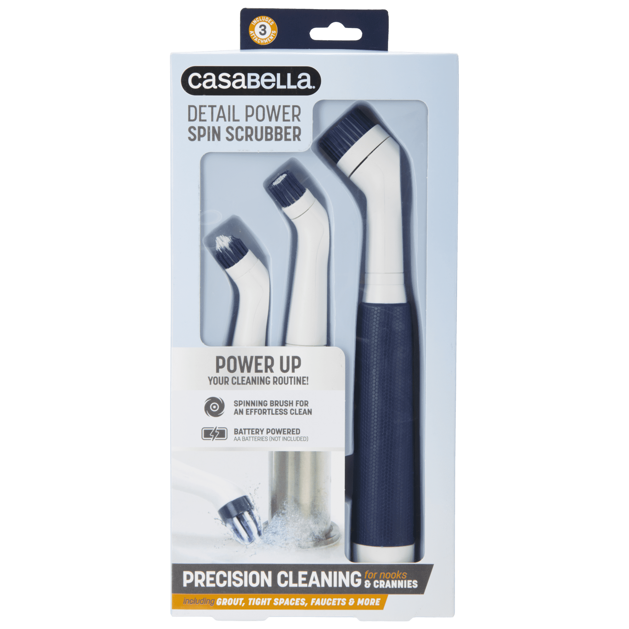 Casabella Power Spin Scrubber - Cordless Electric Cleaner With 4 Attachments & Extendable Pole