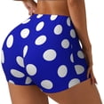 thumbnail image 2 of Kdxio Blue And White Polka Dot Print Workout Shorts for Women Seamless Soft Smooth Gym Yoga Scrunch Active Shorts, 2 of 5