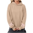 thumbnail image 4 of UAMVSH Christmas Hoodies for Women Print Bow Tie Oversized Long Sleeve Hooded Sweatshirts Fall Winter Casual Drop Shoulder Pullover Tops, 4 of 4