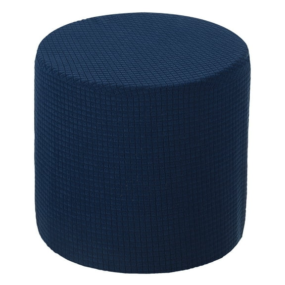 Ottoman Cover Round, Stretch Ottoman Slipcover Fit Diameter 9.8"-12.6", Non-Slip Footstool Protector Cover Navy Blue