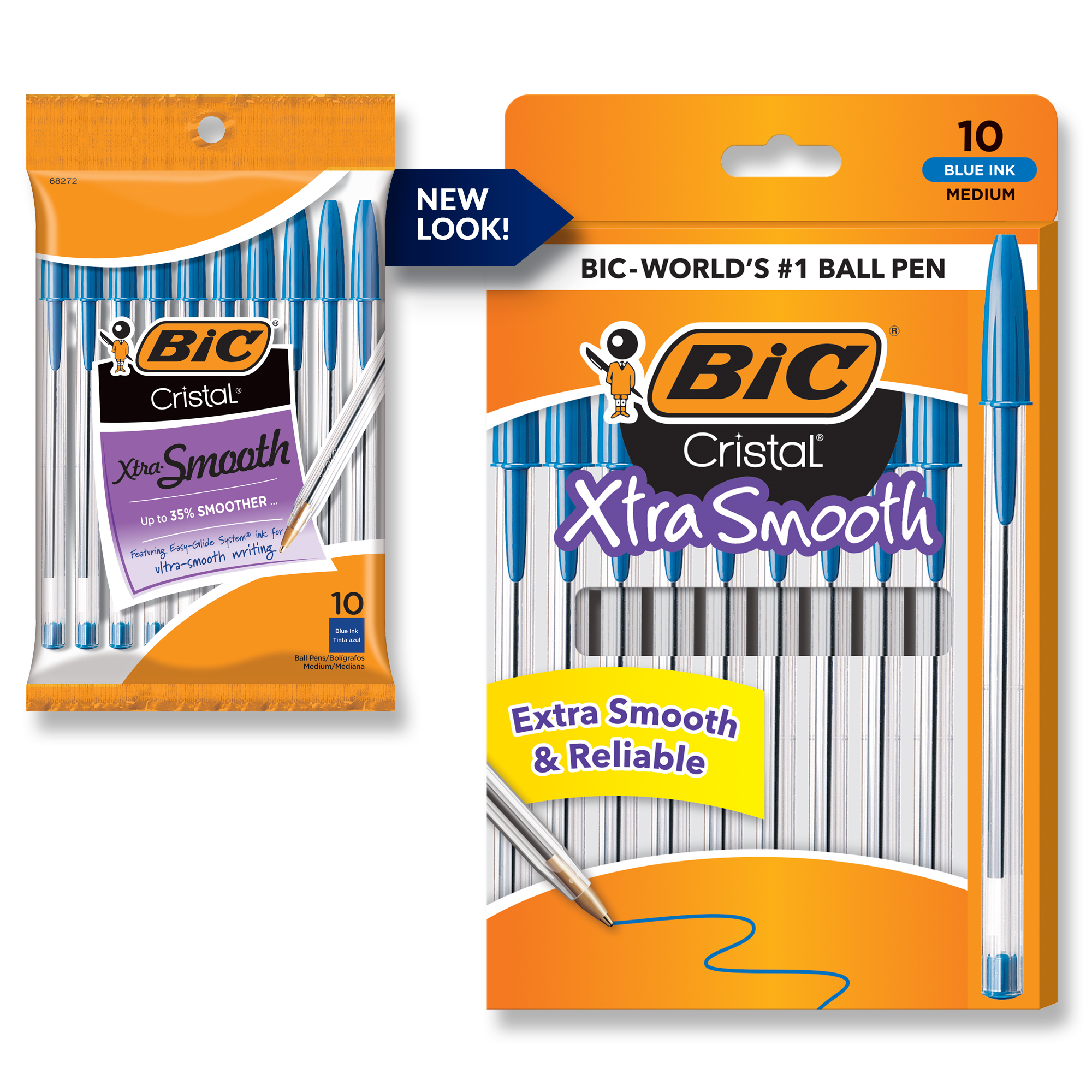 BIC Cristal Xtra Smooth Ballpoint Stick Pens, 1.0 mm, Blue Ink, Pack of 10 - image 5 of 10