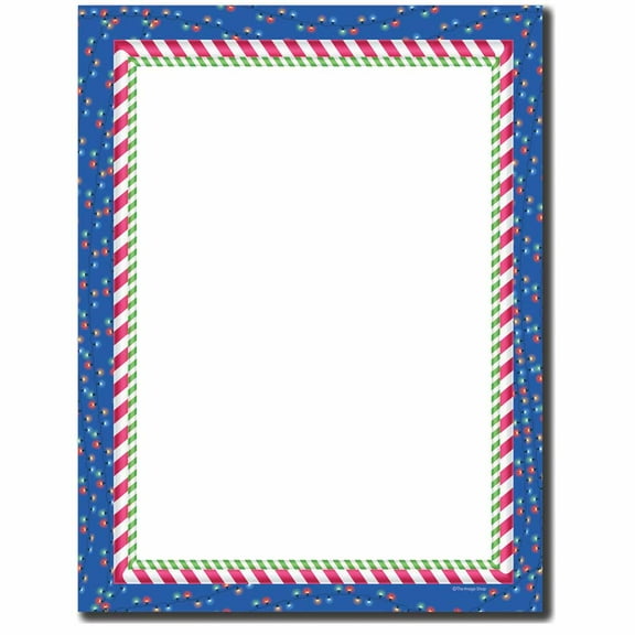 Candy Cane Lights Letterhead Laser & Inkjet Printer Paper, 25 Sheet Pack