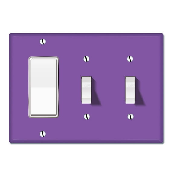 WIRESTER Triple 1-Gang Decorator Light Switch and 2-Gang Toggle Wall Plate/Switch Plate Cover, Solid Orchid Purple