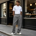 thumbnail image 5 of Rexolia Mens Relaxed Uncuffed Sweatpants Baggy Fit Drawstring Elastic Waist Side Pockets Dark Gray XL, 5 of 6