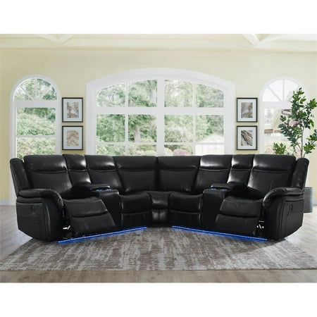 Steve Silver Co. Levin 4 Piece Upholstered Power Reclining Sectional