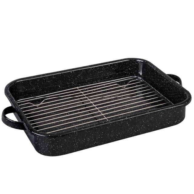 Bandeja para asar Granite Ware 38 cm negro moteado