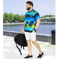 thumbnail image 2 of HAPPY BAY Men's Hawaiian Shirts Short Sleeve Button Down Shirt Mens Hawaii Shirts Boho Holiday Casual Summer Beach Shirts for Men Funny L Monochrome Palm, Blue, 2 of 6