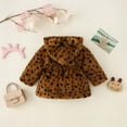 thumbnail image 5 of Hrsba Little Girl Coats Girls' Outerwear Jackets Toddler Girls Winter Leopard Print Fleece Padded Jacket Long Sleeve Hooded Ear Zipper Waist Slim Thickened Outerwear, 5 of 5