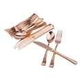 thumbnail image 3 of Paquete de 18 cubiertos de plástico de plata para primera con acabado brillante, incluye 8 tenedores, 8 cucharas, 8 cubiertos, elegante ju Oro rosa, 3 of 9