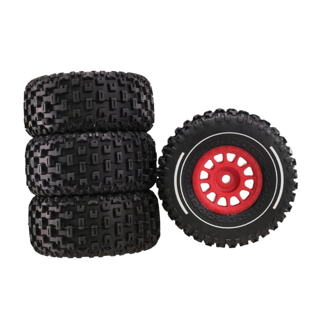TISHITA Pneu de Voiture RC 4x Facile à Utiliser Pièces de Rechange Pratiques Roues de Voiture Jouet Rouge