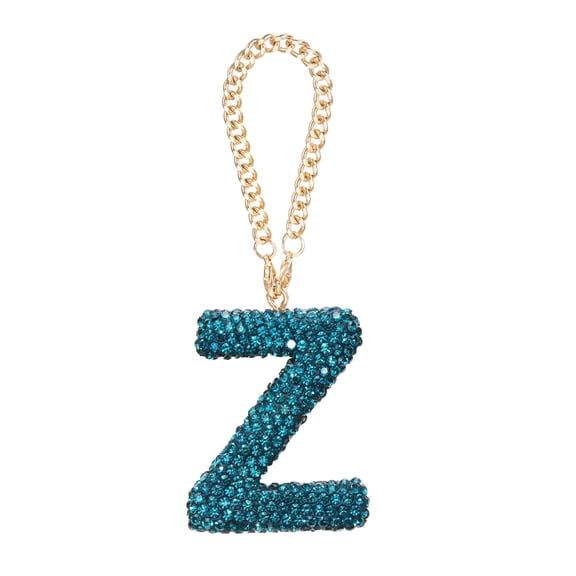 Uxcell Bling Car Letter Charm, Initial Z Letter Rear View Mirror Decoration, Lake Blue
