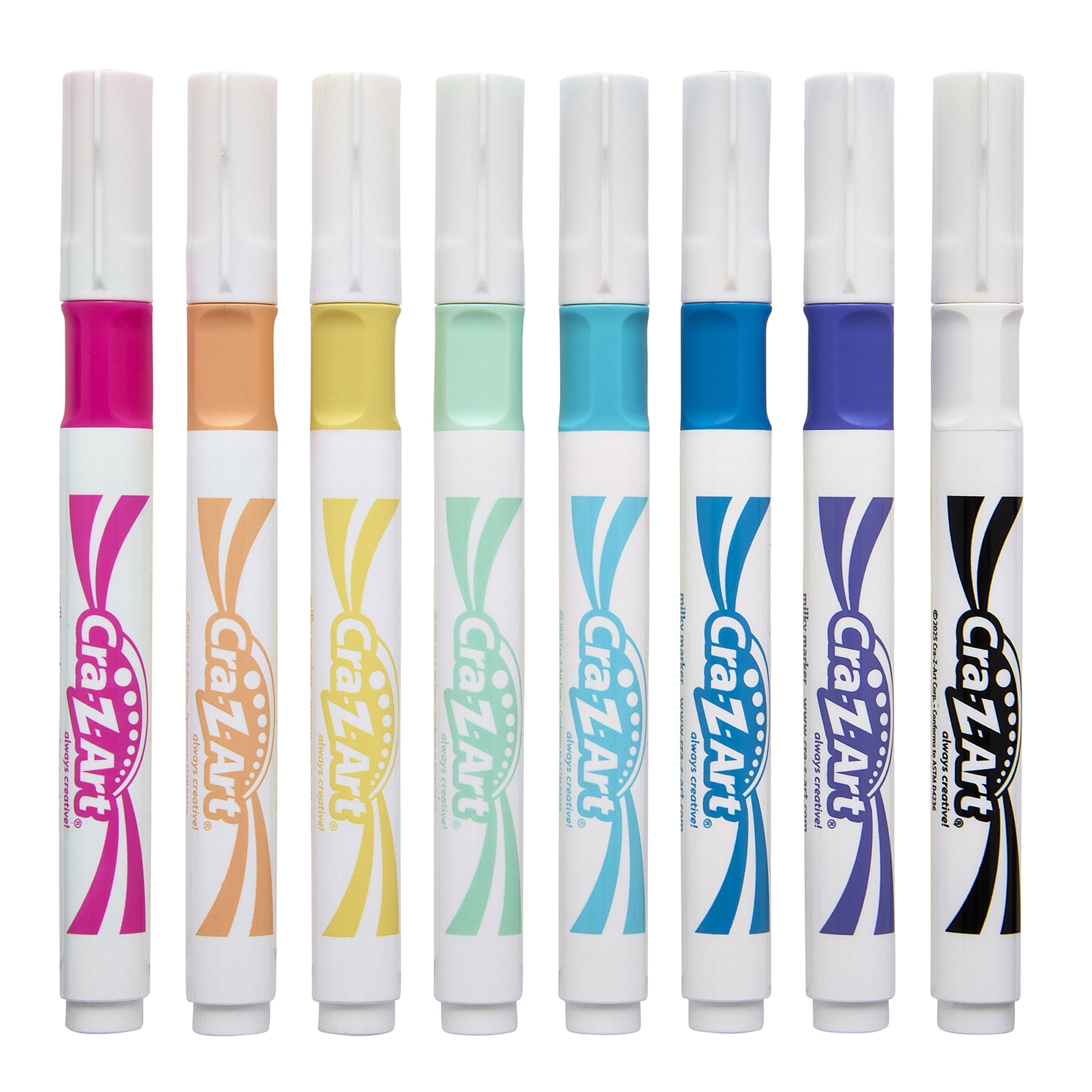 Cra-Z-Art Broadline Super Milky Markers, 8 Count - Pastel Markers Perfect For Black Paper, Unique Colors, Quick Dry No Bleed Markers for Journals Planners Books Notes