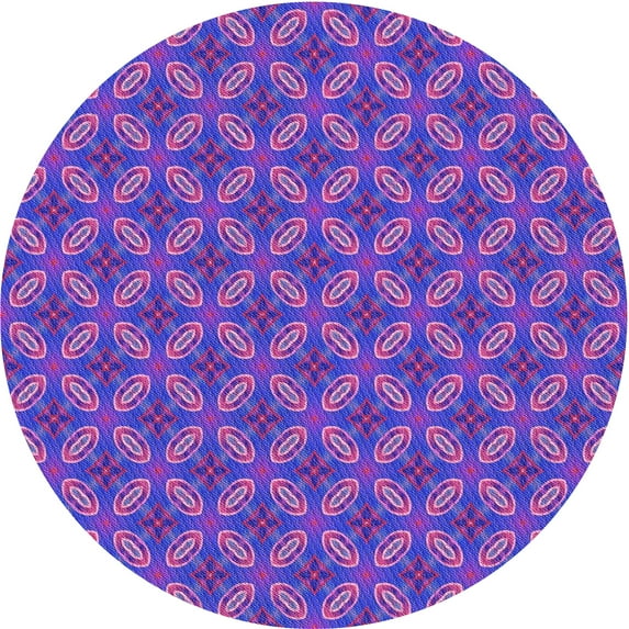 Ahgly Company Indoor Round Patterned Medium Slate Blue Area Rugs, 4' Round