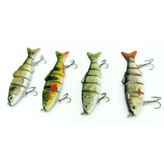 Realistic Swimming Fishing Lure Swim bait Multi Jointed Crank 6 Segments 4PACK