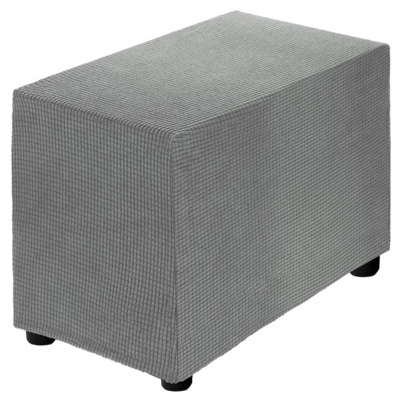 Stretch Ottoman Cover Rectangular Fit Length 20"-30", Small, Light Gray