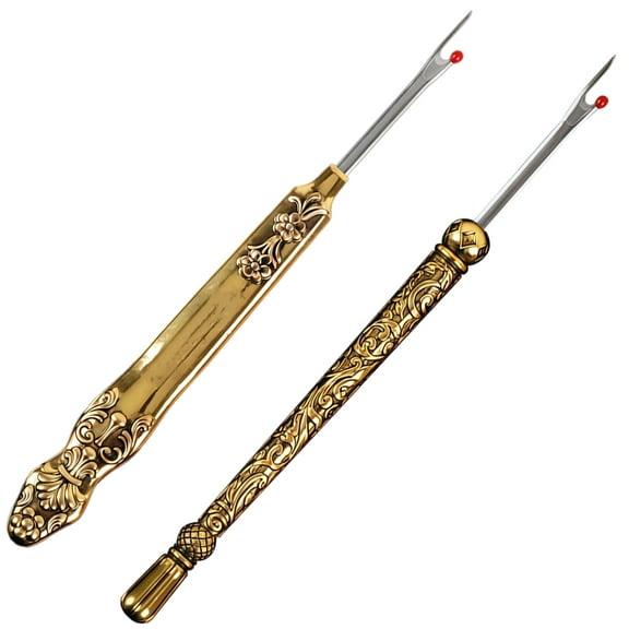 2 Pcs Seam Ripper Set, Includes Large & Small Size, Gold Stitch Rippers, Multi-Functional Sewing Tools for Embroidery and Repair, Sharp Metal Needles and Elegant Handles