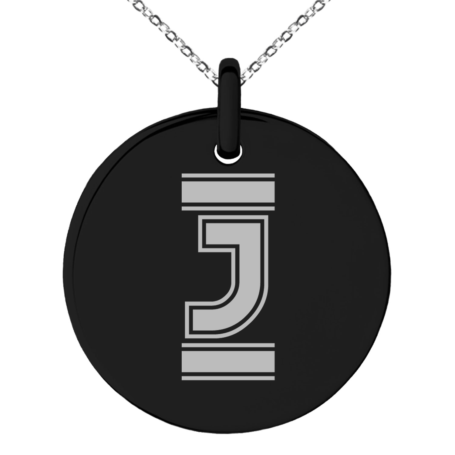 Stainless Steel Letter J Initial Empire Monogram Engraved Small