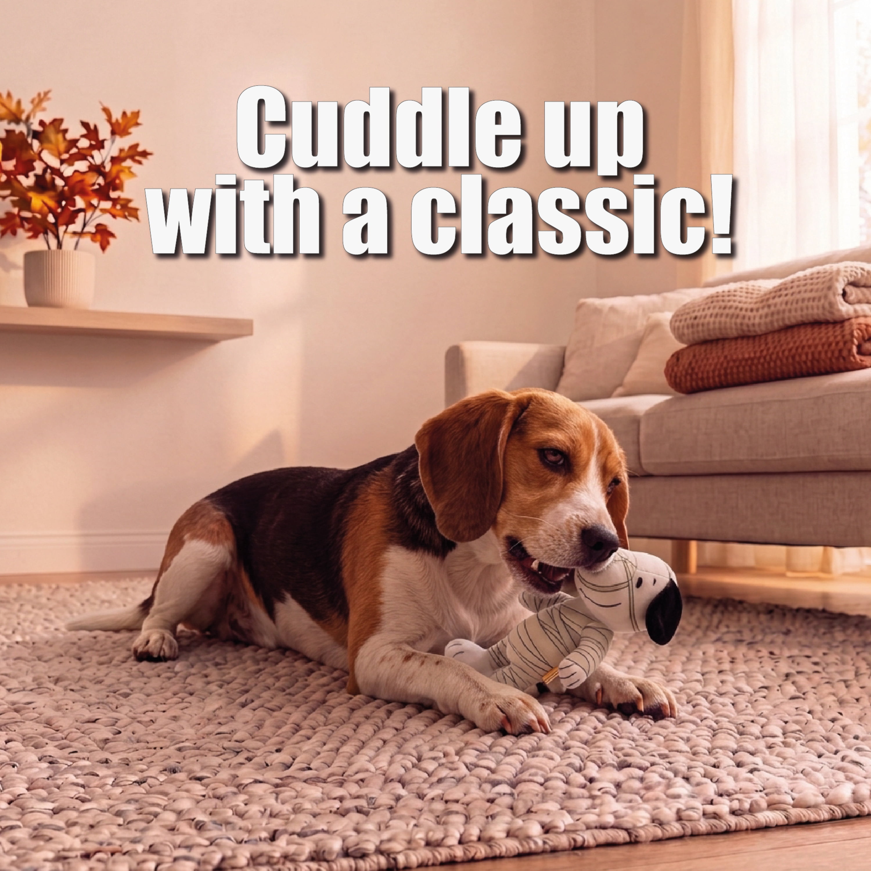 Peanuts Officially Licensed Snoopy Plush Dog Toy, Squeaky Dog Toys with Built-In Crinkle