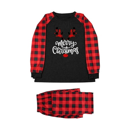 

Parent Child Women Mom Outfit Merry Christmas Letter Plaid Print Parent Child Plaid Long Sleeved Trousers Matching Christmas Pajamas for Family Short Sleeve Matching Family Christmas Pajamas plus Size