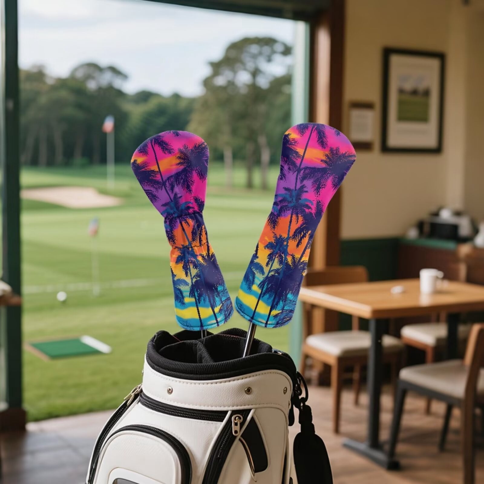 Uorisanigo Golf Headcovers Set Accessories, 3pcs Summer Coconut Tree Golf Club Head Covers - Golfs Driver Headcover, Fairway Wood Cover, Hybrid Cover - Headcovers for Club Protective