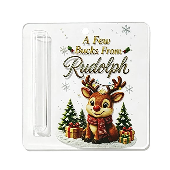 Christmas Acrylic Wallet Charm Purse Hanging Ornament Lightweight Home Party Tree Decor Holiday Stocking Stuffer Present Gift Bag Decoration #Reindeer