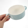 thumbnail image 4 of Miangastore 1Pc Double Handle Ceramic Soup Bowl Restaurant Rice Dessert Bowl Pudding Bowl, 4 of 8