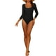 thumbnail image 2 of Traje de baño de una pieza para mujer, de manga larga, con escote redondo, sin espalda, básico, tipo rashguard, color negro, talla M, 2 of 5