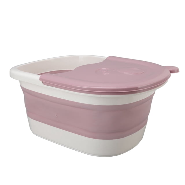 Foot Bath Tub, Portable Multifunction Thick Relief Pressure Stable Foot Washing Basin Plastic Collapsible For Household Pink,Blue