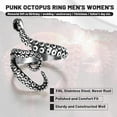 thumbnail image 3 of ChainsHouse Gold Plated Rings for Men Women Stainless Steel Non Tarnish Snake Octopus Open Ring Gothic Jewelry Gift, Size 7-14, 3 of 6